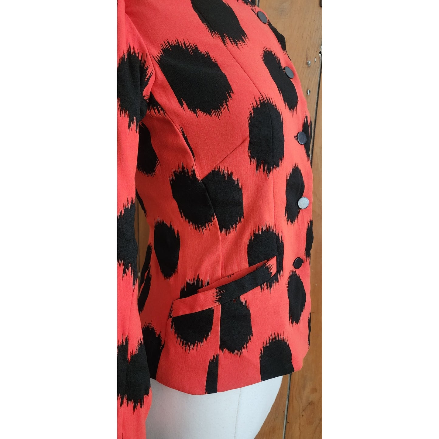 Bitte Kai Rand Blazer Orange Black Spots Ikat Print Danish Art to Wear NWT