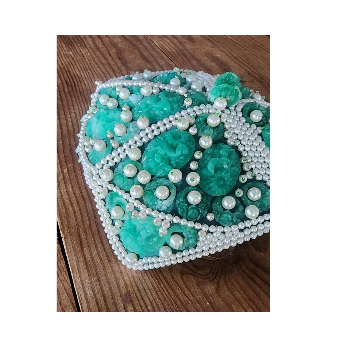 Vintage 1950s Green Beaded Cocktail Hat a la Bes-Ben