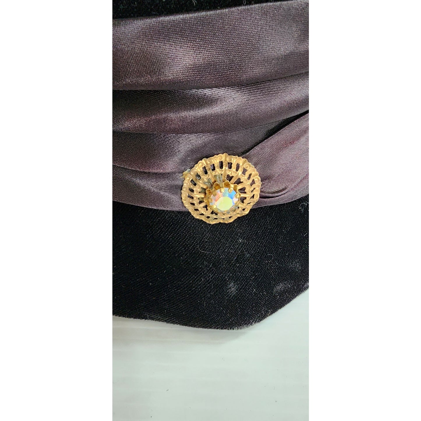 Vintage 1960s Black Hat in 20s Cloche Style Velvet Rhinestone by Joal