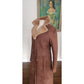 Vintage 1970s Shearling Coat Brown Suede Long Parka Double Breasted