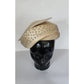 Vintage Jack McConnell Hat Asymmetrical Cream Straw Pearls Studs
