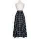 Vintage 1990s Anne Klein II Long Skirt Black Linen White Plaid Button Down / M