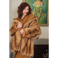 Vintage 70s Fox Fur Coat Hip Length Stripe Pattern / L