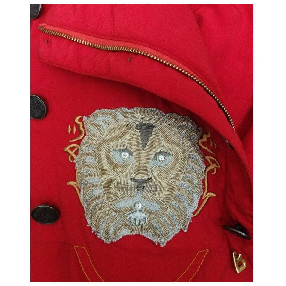 Vintage 1990s Bogner Ski Jacket Goan Thylmann Red Alpine Parka Lion Emblem Fleece Liner