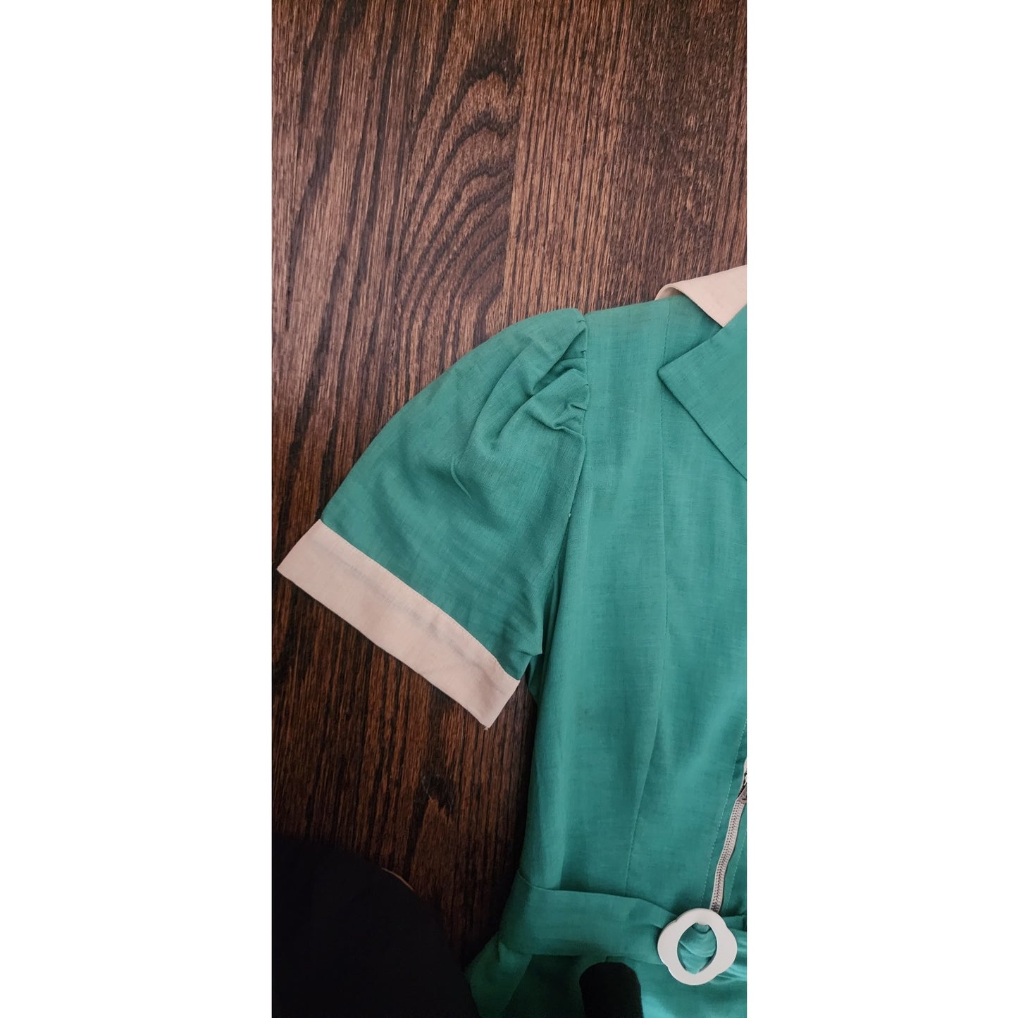 Vintage 1940s Uniform Dress Waitress Green White Ladies Garment Workers ILGW