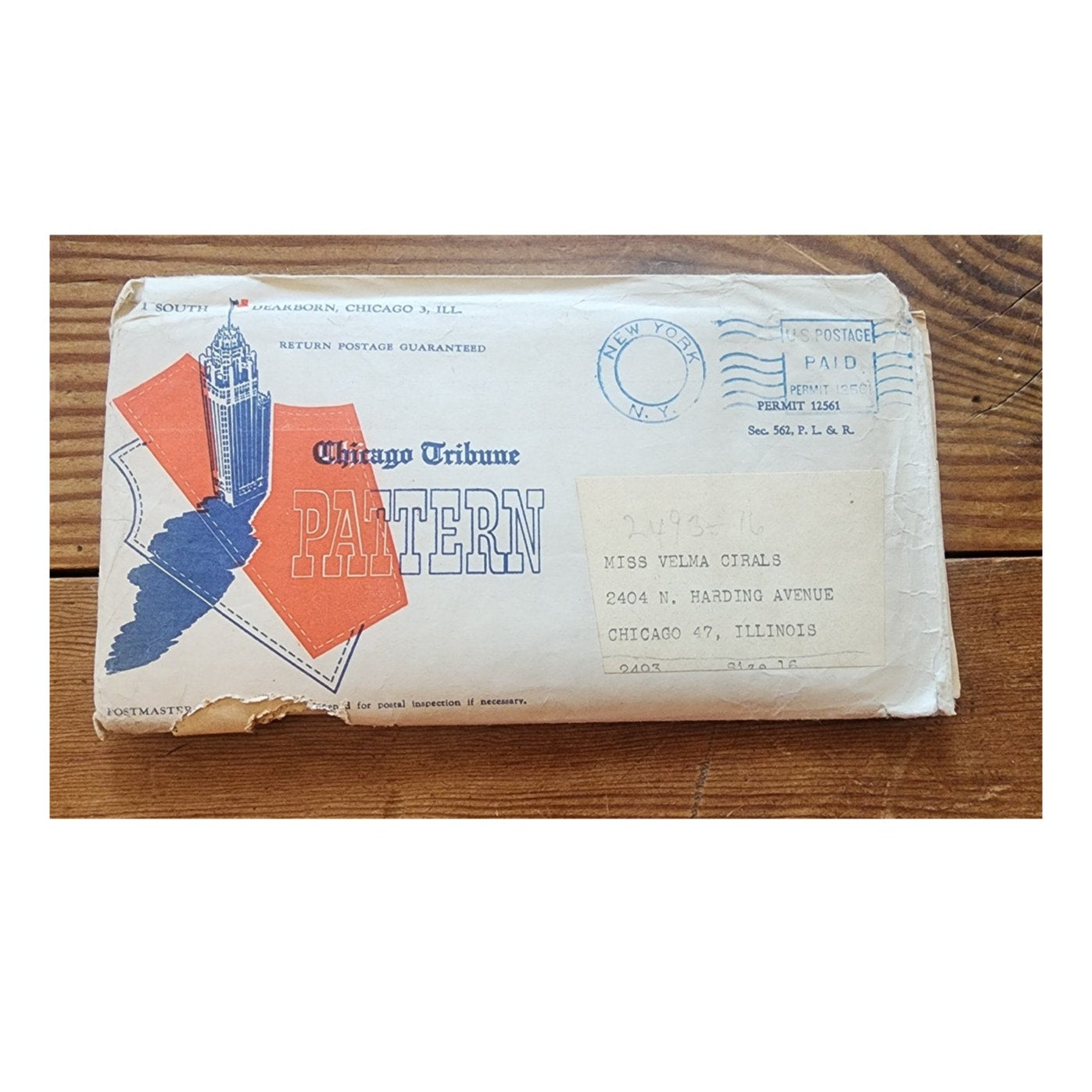 Vintage 40s Dress ORIGINAL Sewing Pattern: Chicago Tribune Marian Martin Mail Order 2493 Asymmetric Draped Frock
