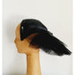 Vintage 50s Bes-Ben Hat Black Straw Large Rear Bow Panel