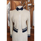 Vintage 1970s St John Suit Santana Knit Jacket Skirt Blouse Cream Navy 3 Piece