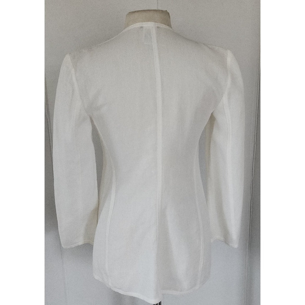 Vintage 90s GIORGIO ARMANI BLACK LABEL Jacket White Linen Blazer / Medium