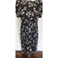 Vintage 1930s Rayon Print Maternity Dress Adjustable Tie Sash Dark Floral Print
