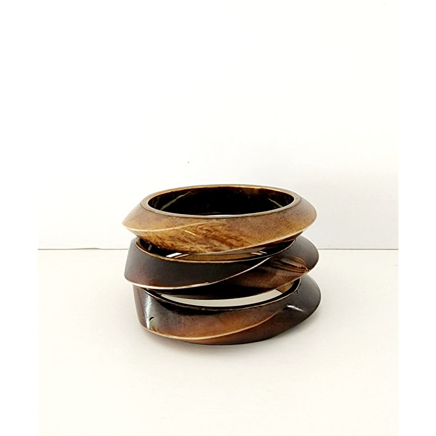 Vintage 70s Bracelets Brown Ombre Beveled Bangles
