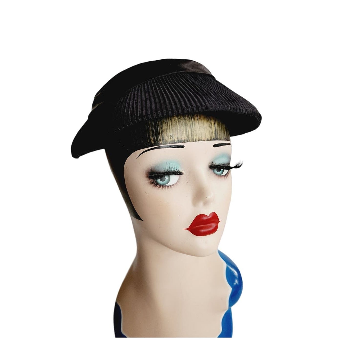 Vintage 50s Black Hat Saucer Style Velvet & Satin