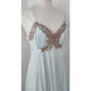 Vintage 50s Lingerie Blue Lace Slip Dress Nightgown Negligee