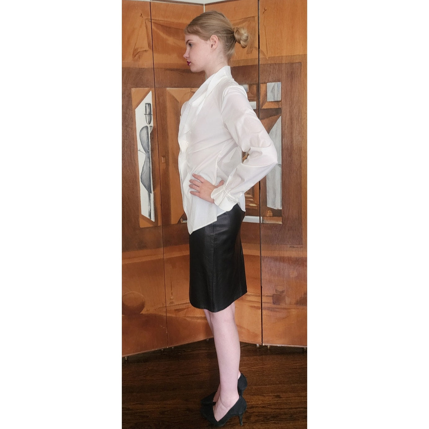 Vintage 90s Jil Sander White Structured Cotton Blouse Shirt Italian Size 40