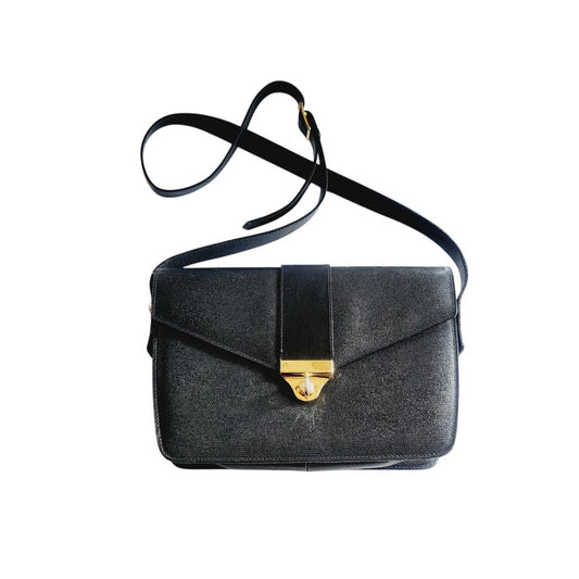 Vintage 80s Black Crossbody bag w/Gold Hardware by Zenith