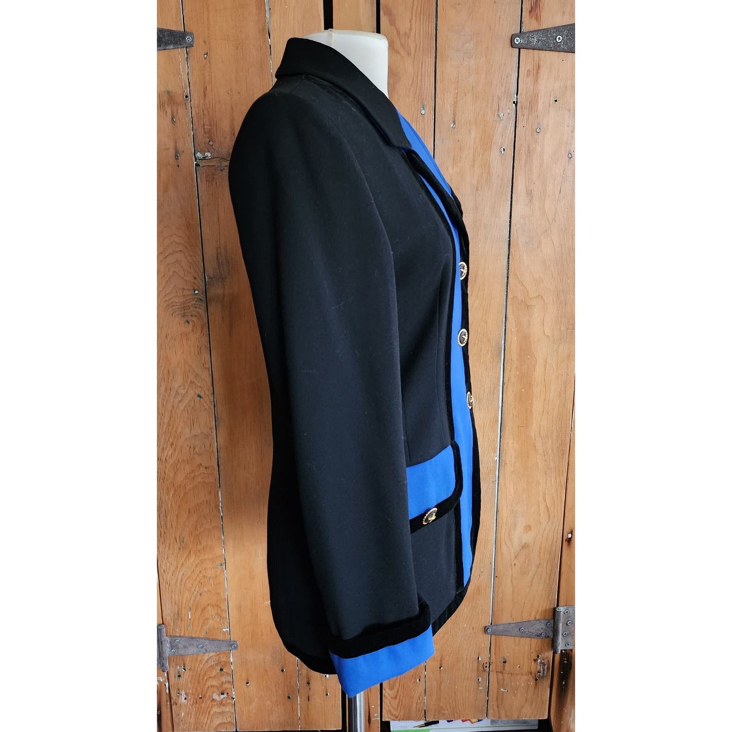 Vintage 80s Blazer Escada Black and Blue Wool