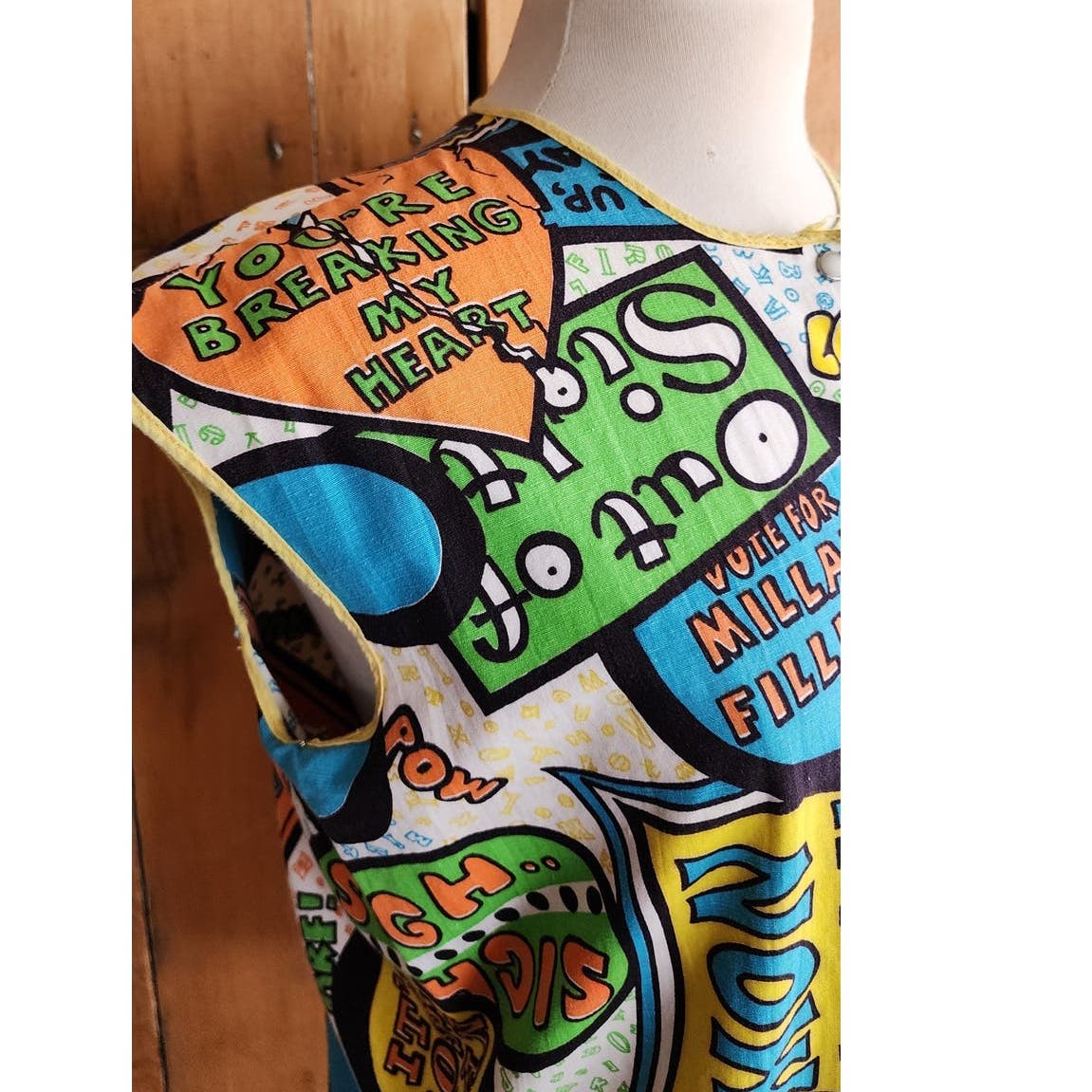 Vintage 60s Smock Top Pop Art Logo Novelty Print