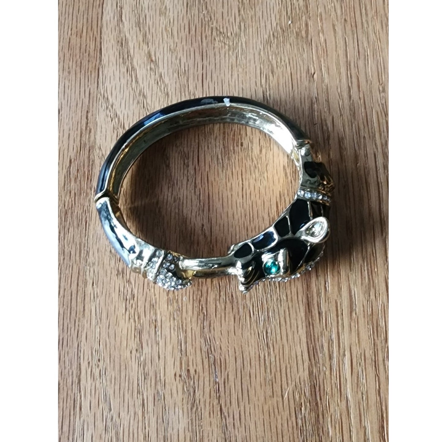 Vintage Black Panther Enamel Bracelet Art Deco Erte Style