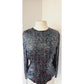 Vintage 80s Sequined Tunic Purple Blue Evening Top by Diva