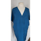 Helmut Lang Tunic Dress Blue Silk V Neck / medium 8