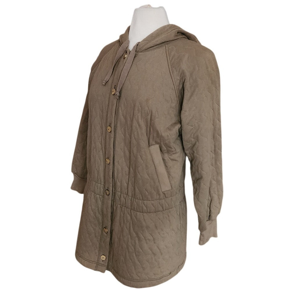 Vintage 1990s Sonia Rykiel Jacket Quilted Hooded Jacket Brown Beige Athleisure