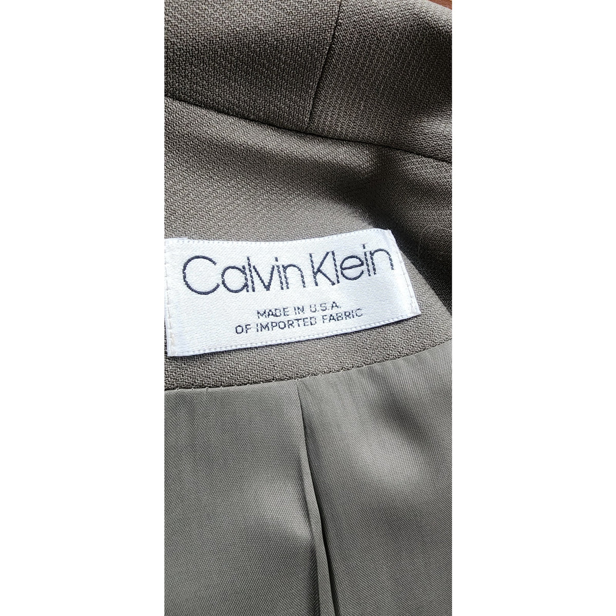 90s Calvin Klein Vintage Gray Olive Green Wool Blazer Oversized 2 Button Career Jacket