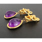 Vintage 80s 90s Gold and Purple Teardrop Clip-On Earrings Etruscan Revival
