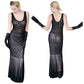 Vintage Y2K Evening Dress Sue Wong Nocturnes Beaded Black