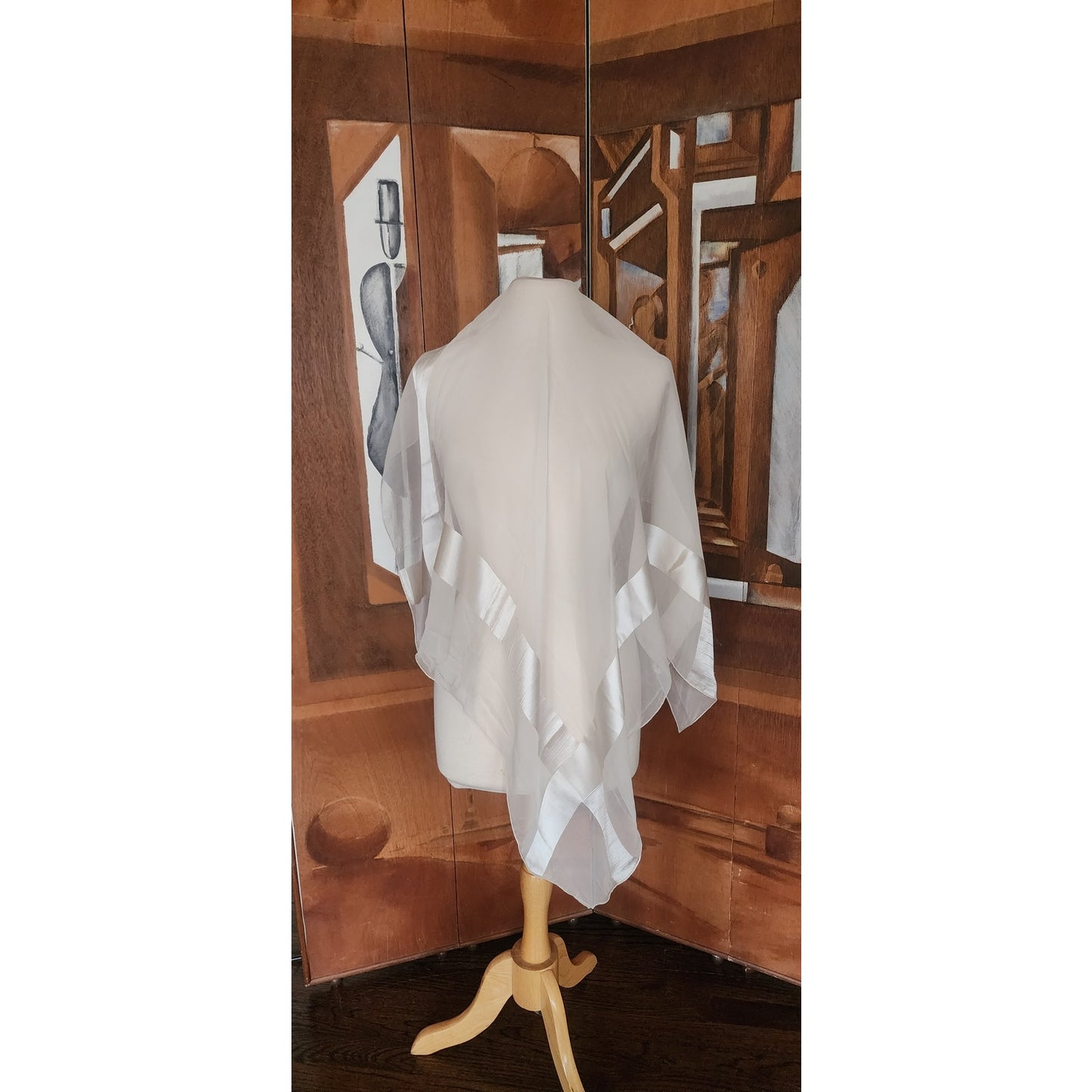 Vintage 50s Christian Dior COLIFICHETS Square Cream Silk Square Rare Museum Archive Piece