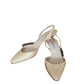 Vintage 1990s Oscar de la Renta Slingback Pumps 38 Beige Cream Gold Weave Texture Kitten Heels Shoes