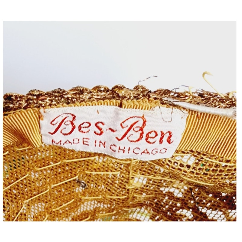 Vintage 50s Bes-Ben Hat Golden Pagoda Beaded Cone Style