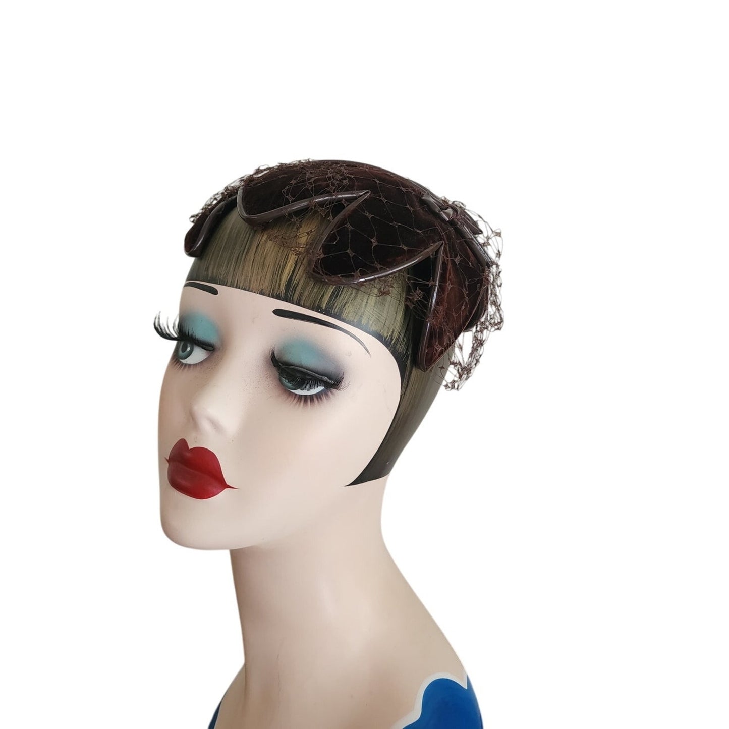 Vintage 1950s Bes-Ben Hat in Brown Velvet w/Bows Chicago Midcentury Millinery