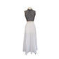 Vintage 70s Polka Dot Maxi Dress Black White Sleeveless + Pussycat Bow