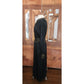 Vintage 1970s Geoffrey Beene Set Black Jersey Blouse Maxi Skirt Gold Trim Boho