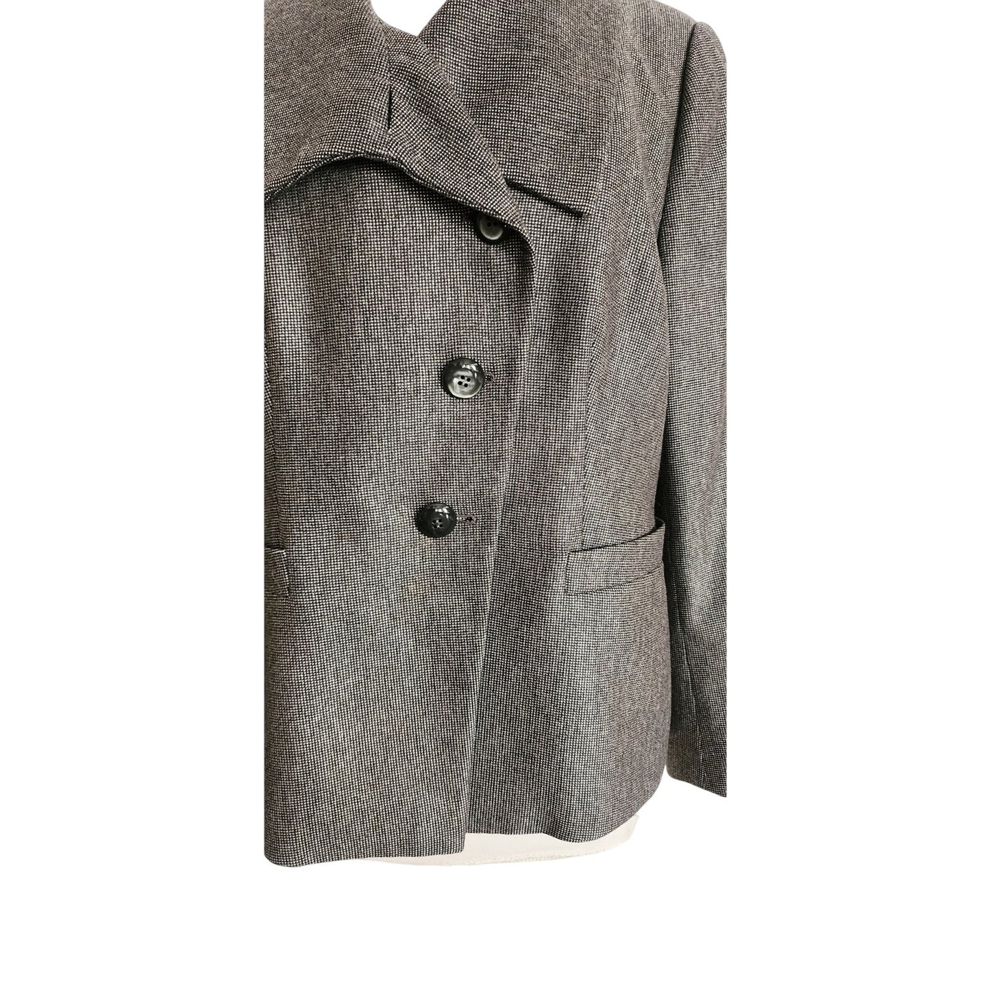 2010 Armani Collezioni Blazer Gray Microgrid Wool High Collar / L