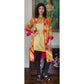 Antique Silk Patchwork Coat Artistinal Boho Gold Fuschia Folk Geometric