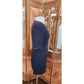 Vintage 90s D&G Dolce & Gabbana Ribbed Knit Mini Dress Blue Beige Trim
