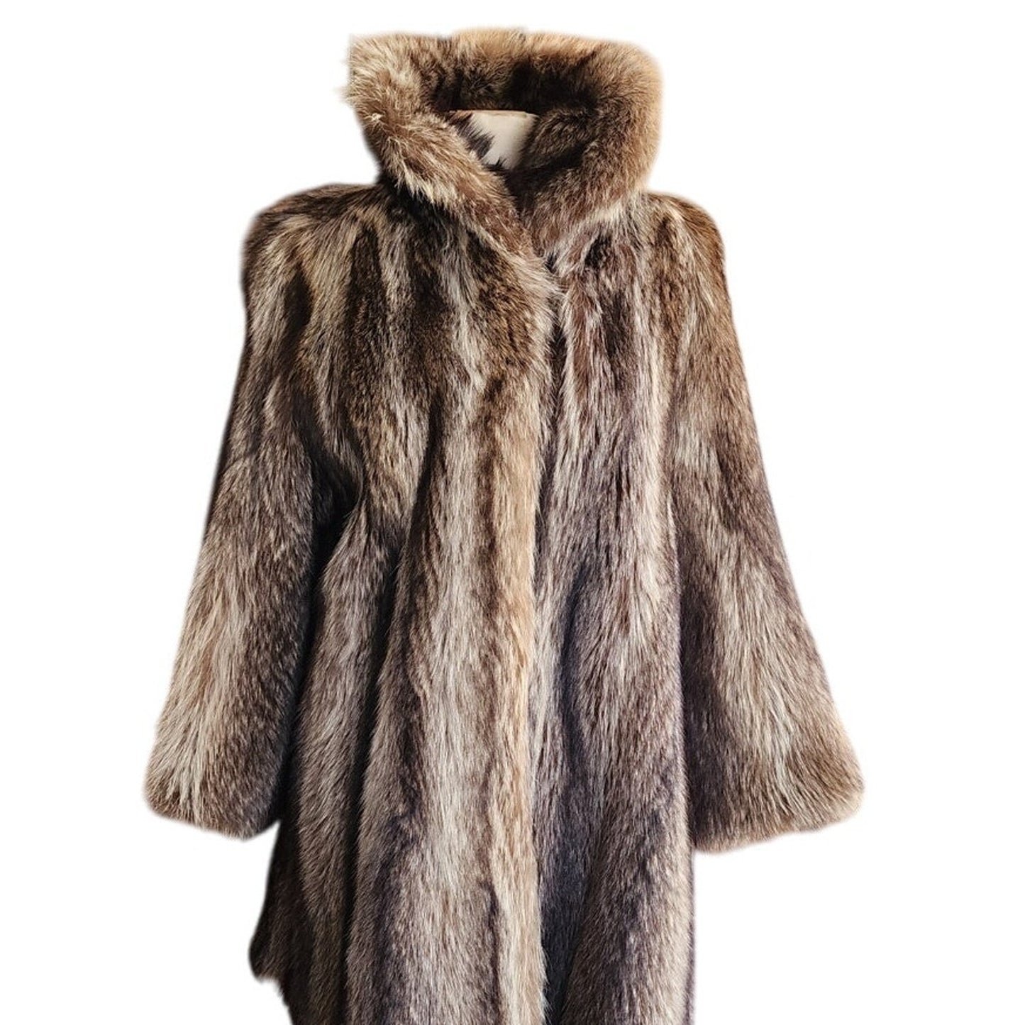 Vintage Fur Coat Silver Tipped Raccoon Hip Length Revillon Boho Style Size Medium SATC