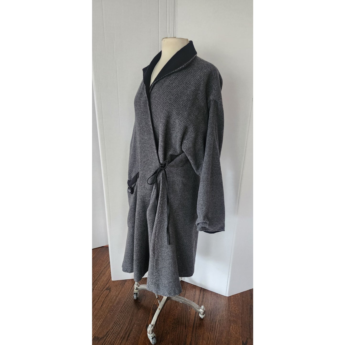 Vintage 1990s Gray Coat Wrap Style Asymmetrical Studio 90 / Medium