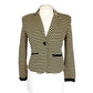 Vintage Cropped Blazer Yellow Black Stripe Fitted Jacket Trazou