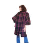 Vintage 1990s Purple Wool Plaid Poncho Cloak Coat Cape w/Scarf