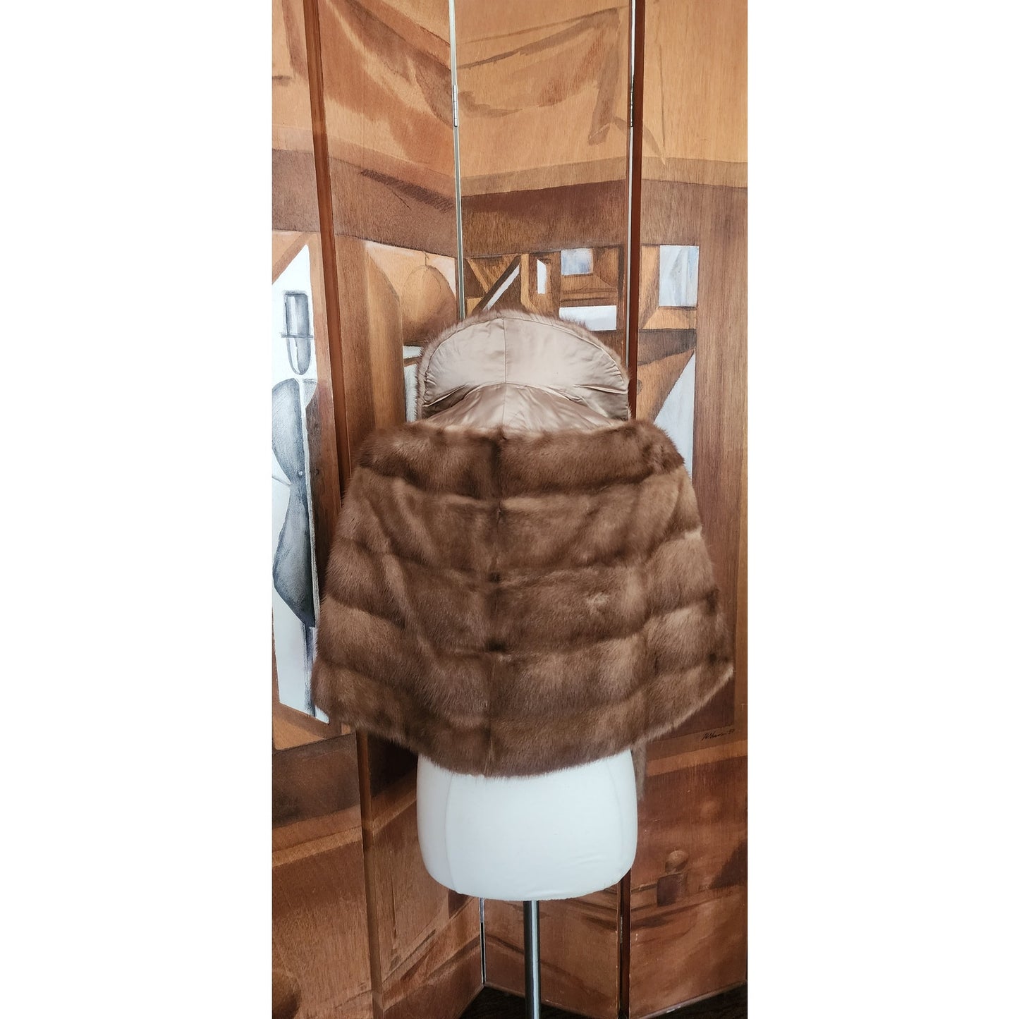 Vintage 50s Brown Mink Fur Shrug Wrap Old Hollywood Luxury Glam Wedding Stole Meizler's