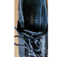 CHANEL Lace Up Shoes Loafers Black Patent Leather & Sequins 38 1/2