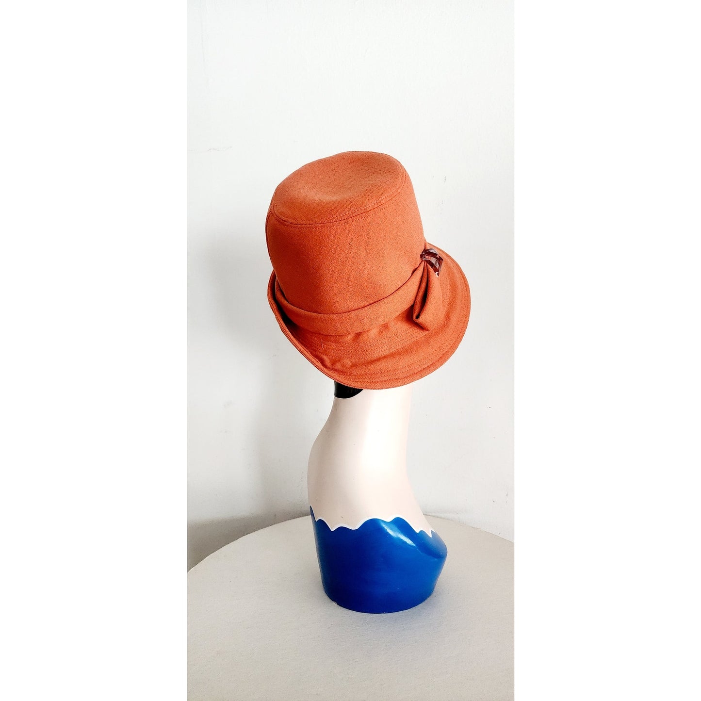 Vintage 60s Orange Hat Mod Style High Crown Gabriella