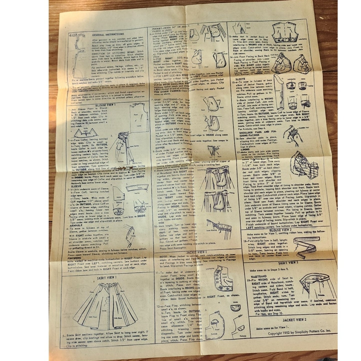 ORIGINAL Vintage 50s Sewing Pattern:  Girls Two Piece Suit + Blouse Bolero Simplicity 4103