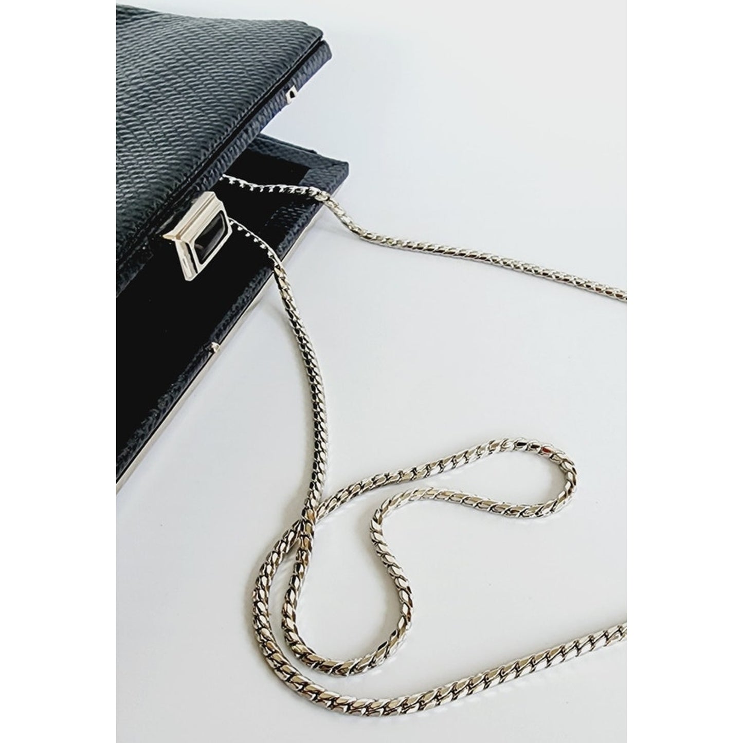 Vintage1980s Judith Leiber Bag Black Lizard w/Enamel Art Deco Panel