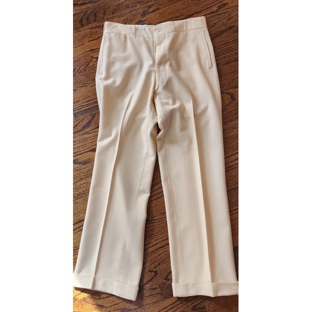 Vintage 30s Mens Pants Slacks Cream Wool 30x30
