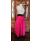 Vintage 1980s Oscar de la Renta Black Velvet Top Fuschia Pink Satin Maxi Skirt Set Miss O