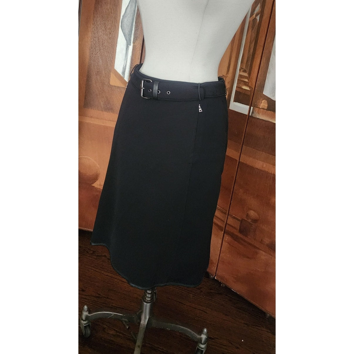 Archive Prada Sport AW 1999 Nylon Belted Technical A Line Skirt Linea Rossa Red Tab Size L