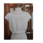 Vintage 1900s Blouse White Antique Edwardian Crochet Lace Cropped Top Button Down